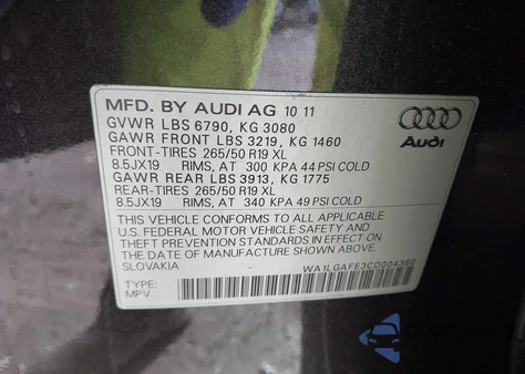 2012 Audi Q7 3.0T Premium z USA, uszkodzony, nr VIN WA1LGAFE3CD004360